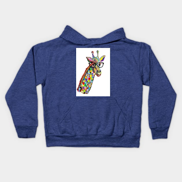 Hipster Giraffe Kids Hoodie by EloiseART